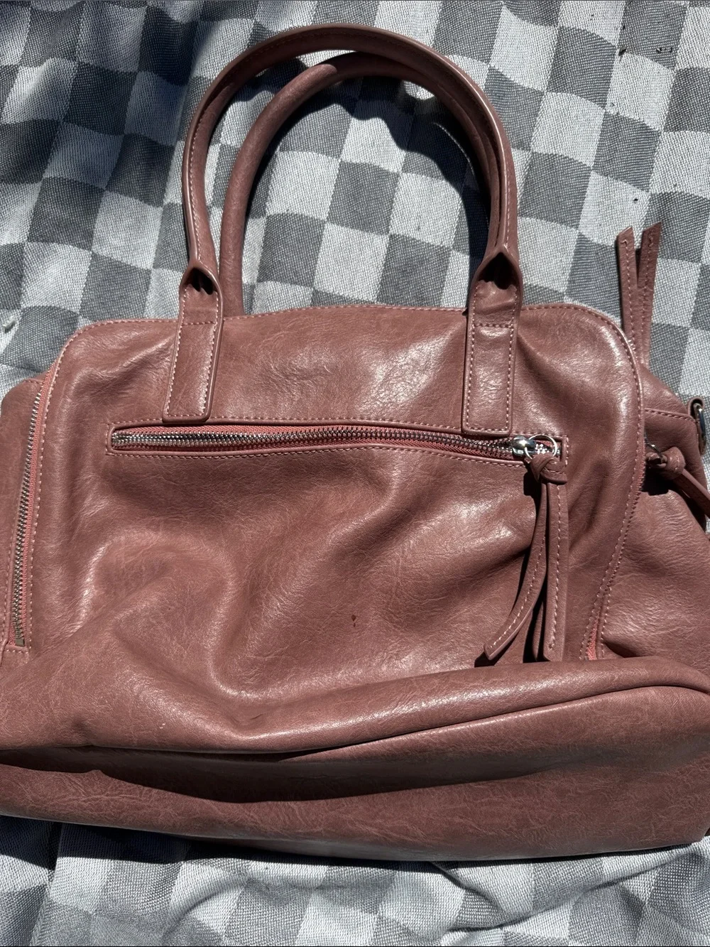 House of Flynn Pink Leather Tote with Logo Plaque